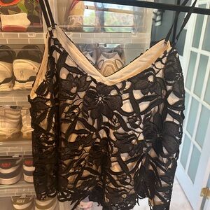 Alice + Olivia Black Floral Lace Camisole Size L